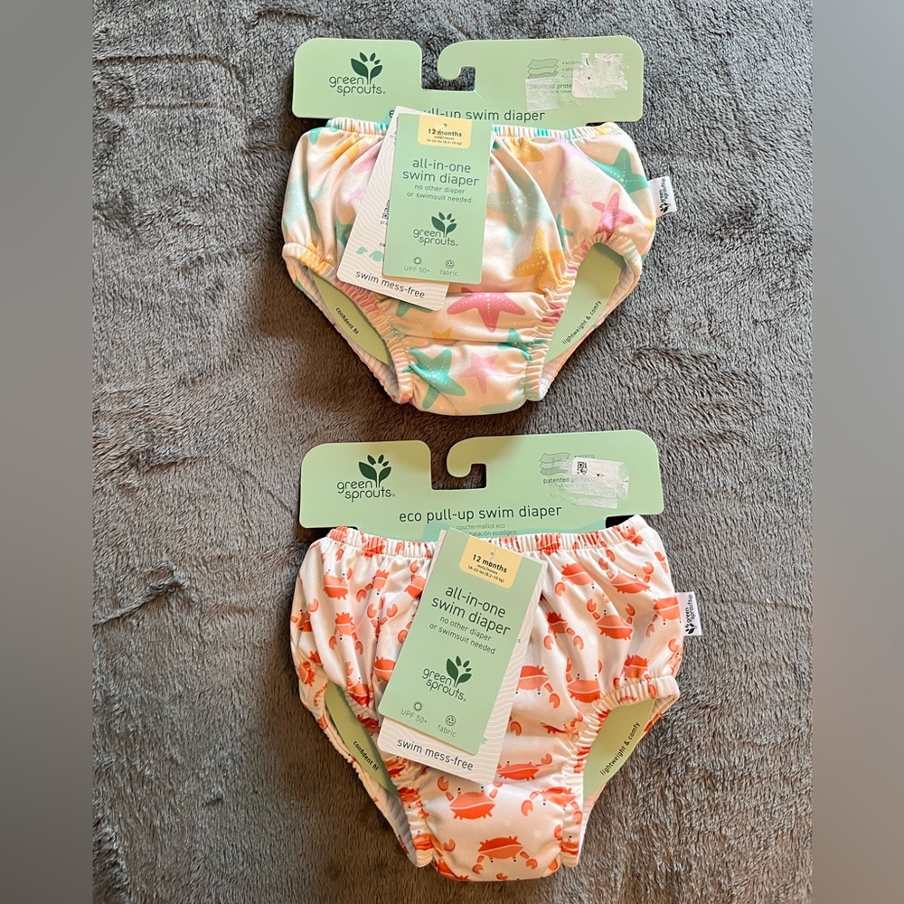 Green Sprouts Eco Swim Diapers. Set of 2. 12 Months NWT
